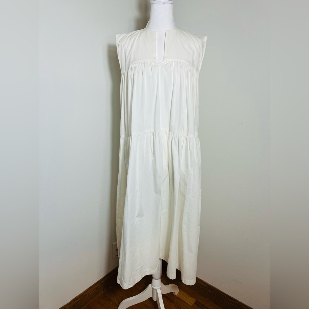 WE ARE‎ Maxi Tank Dress 100% Cotton Tired Lagenlook Beach Coastal Sz M